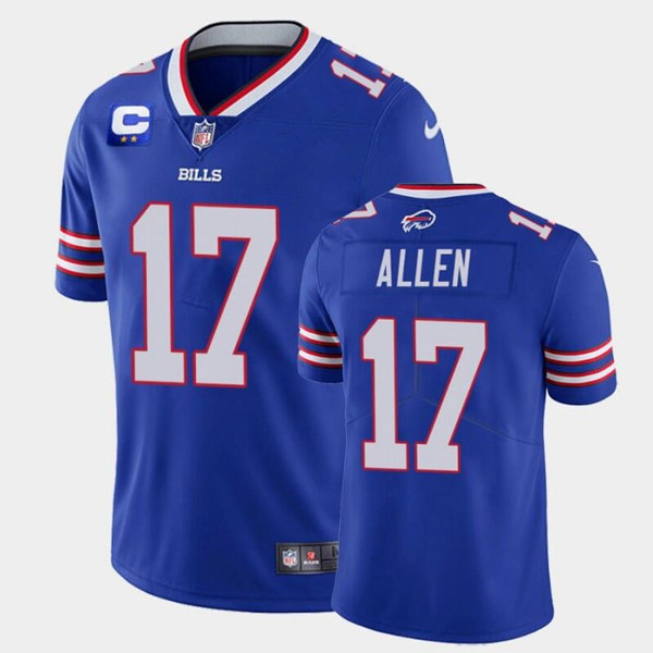 Men's Buffalo Bills #17 Josh Allen Royal With C Patch Limited Stitched Jersey